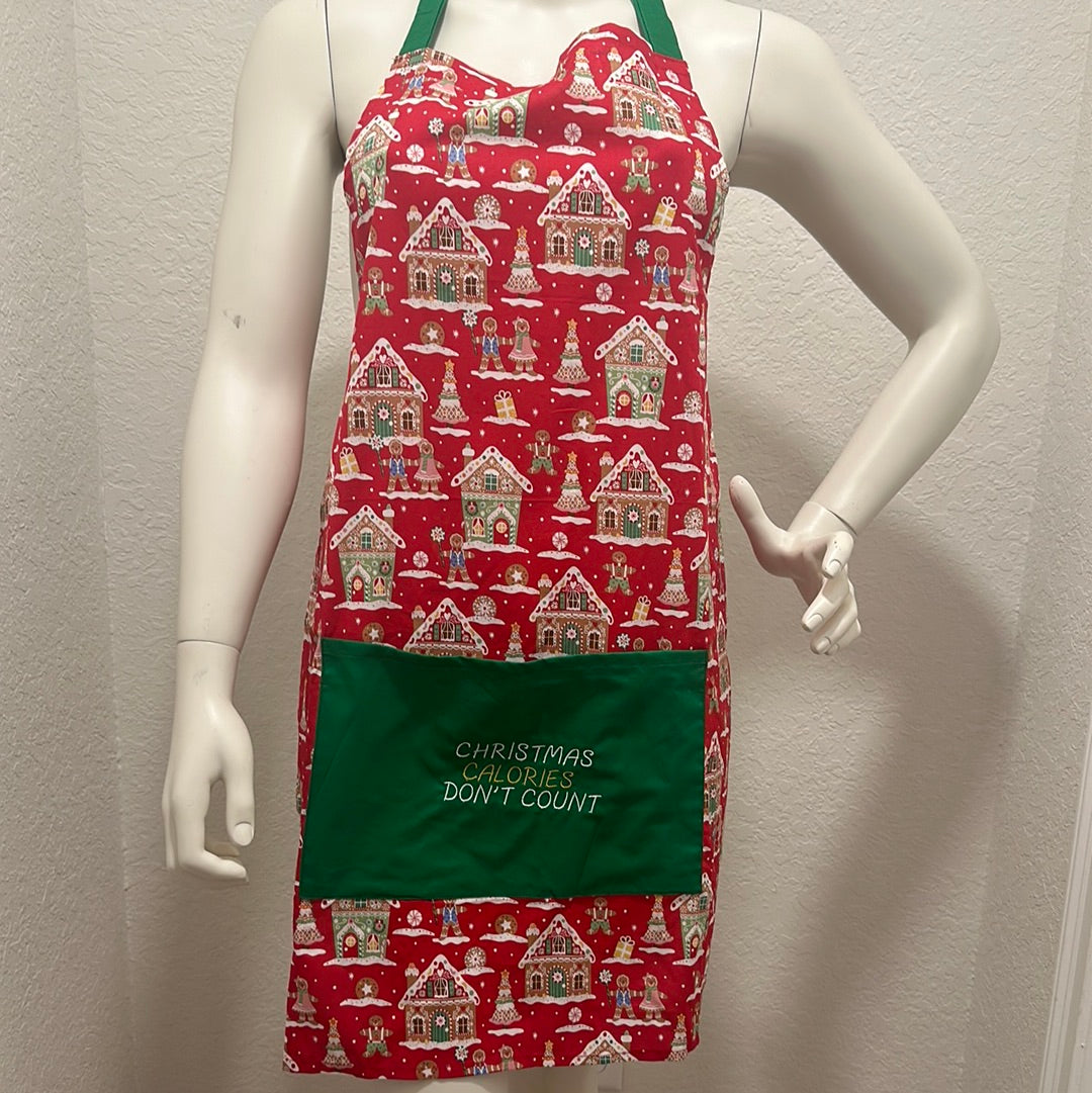 “Christmas Calories Don’t Count” Embroidery Apron