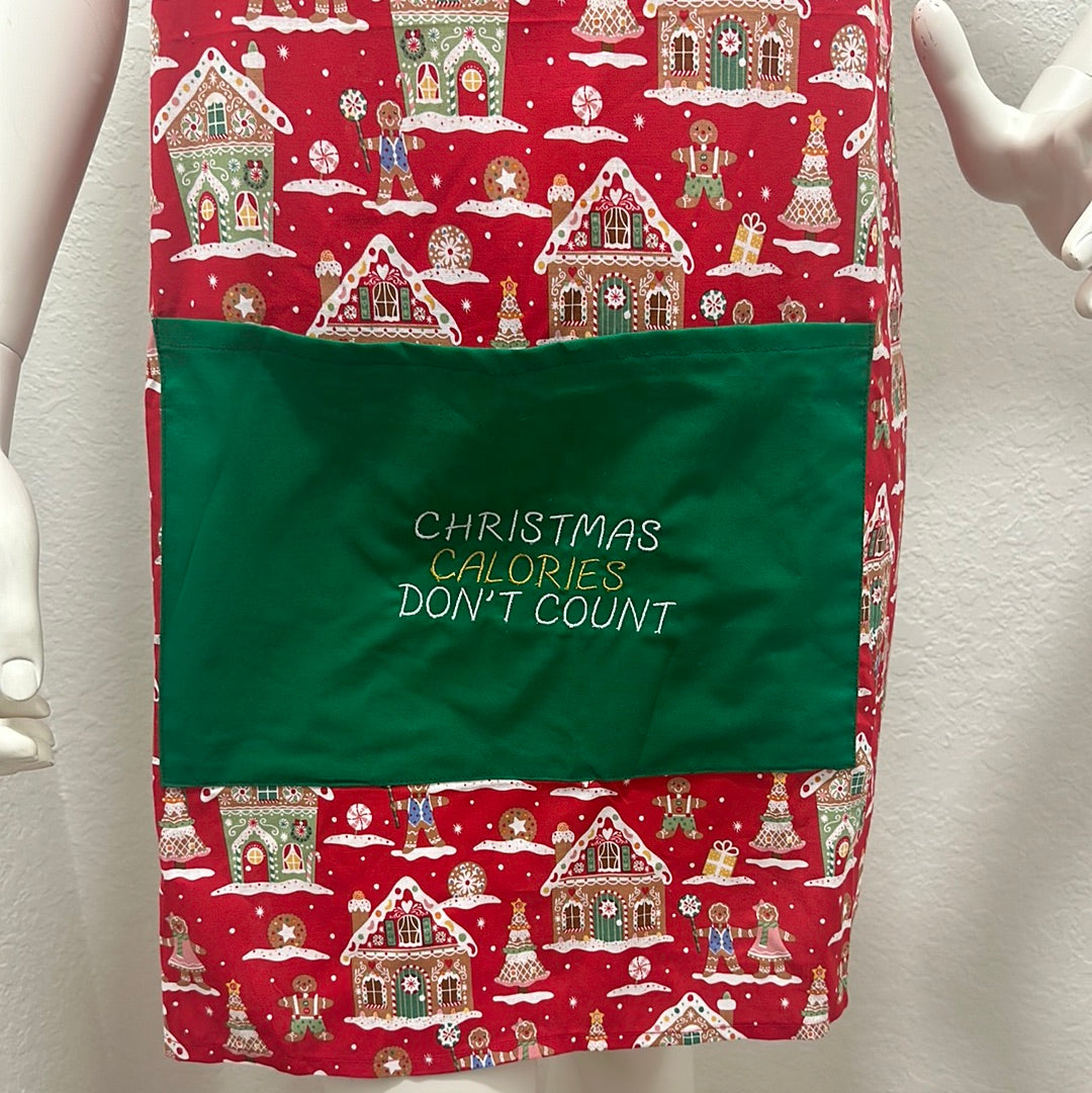 “Christmas Calories Don’t Count” Embroidery Apron